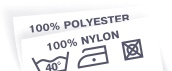 100% polyester, 100% nylon